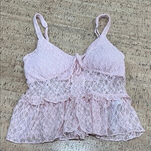 Hollister Lace Ruffle Babydoll Camisole - Light Pink
